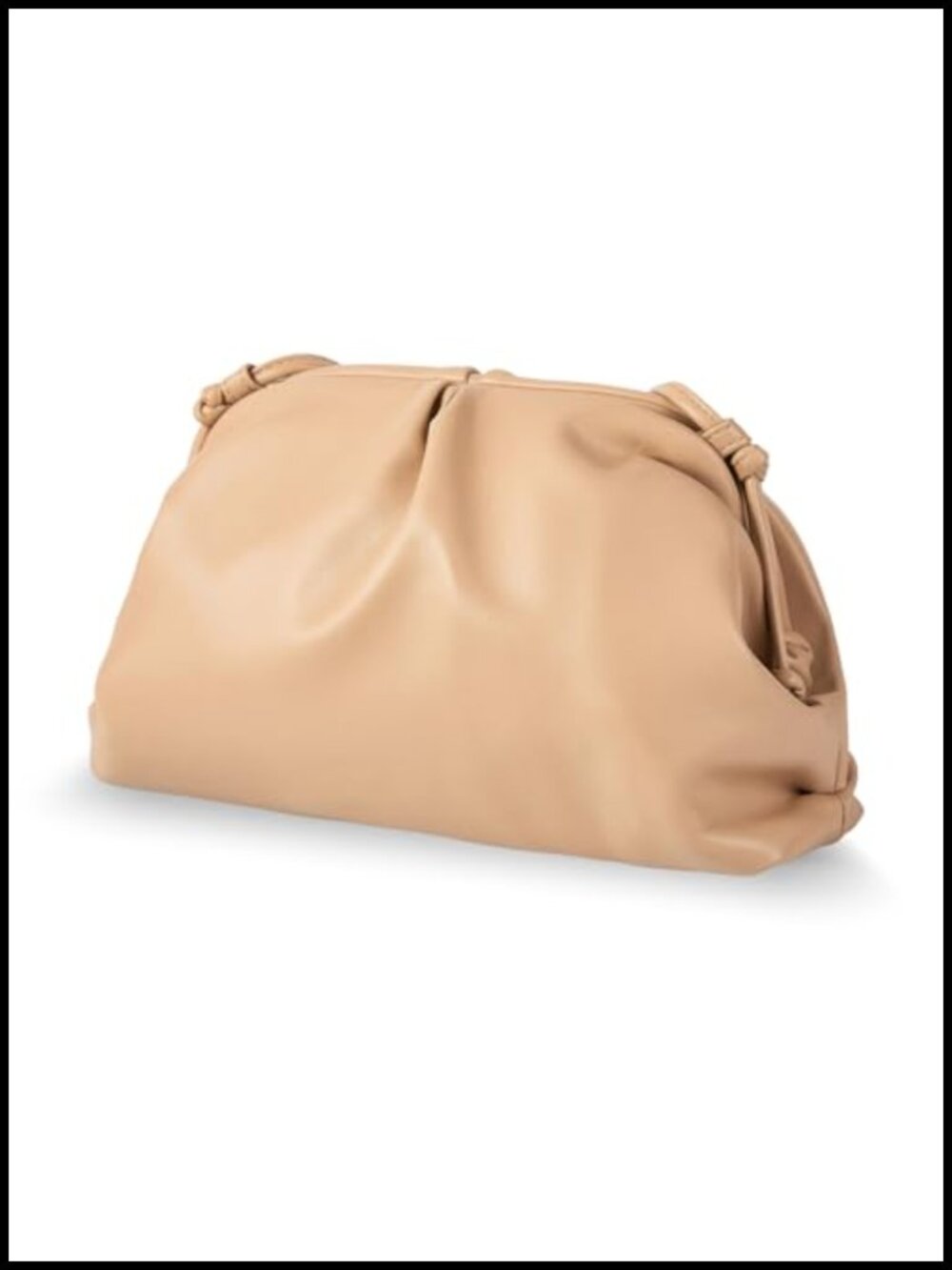 Pleated Vegan Leather Evening Clutch Purse with Magnetic Closure, Soft Dumpling